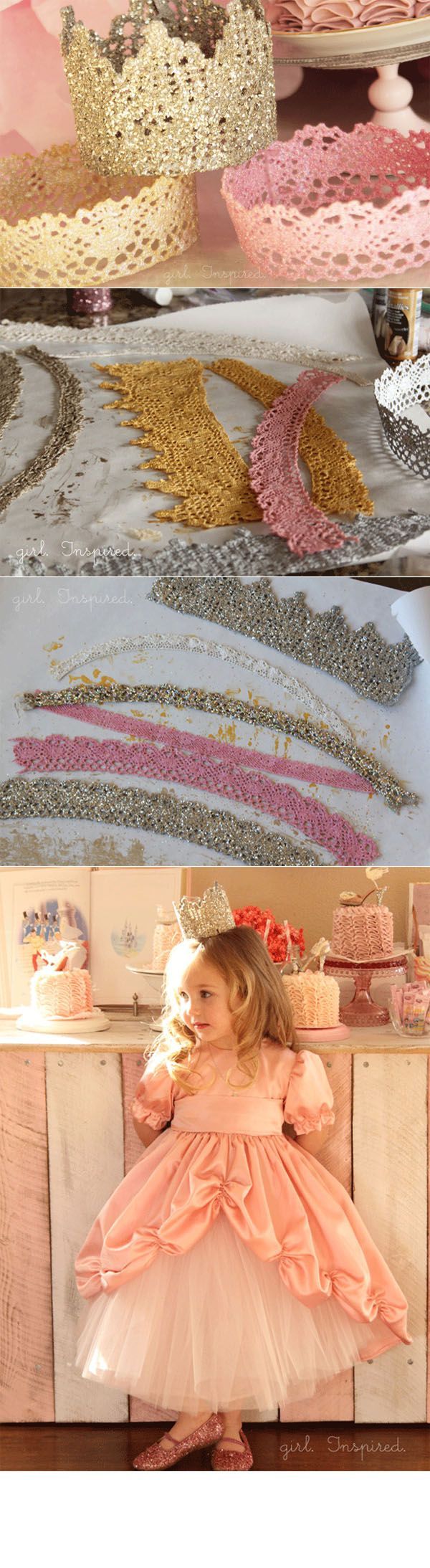 DIY :: lace princess crown for birthday party ( thegirlinspired.c… )