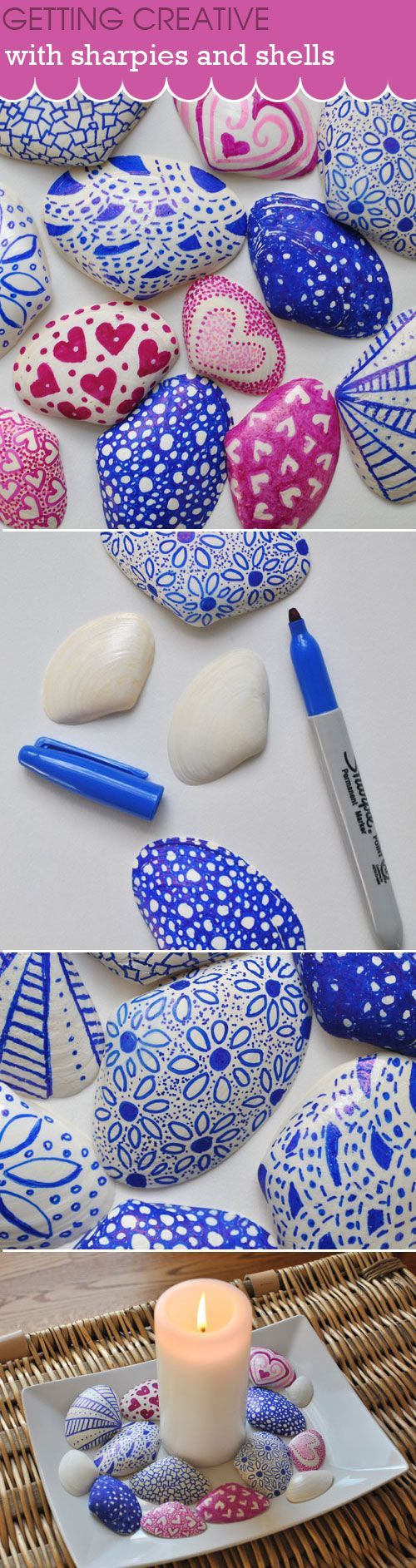Getting Creative with Shells and Sharpies: Turn boring shells into something beautiful with sharpies.
