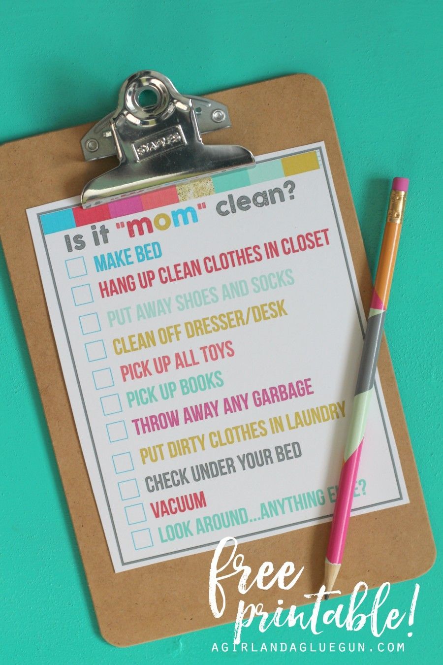 great kids printables to help them keep their room organized and clean up to mom standards– a girl an