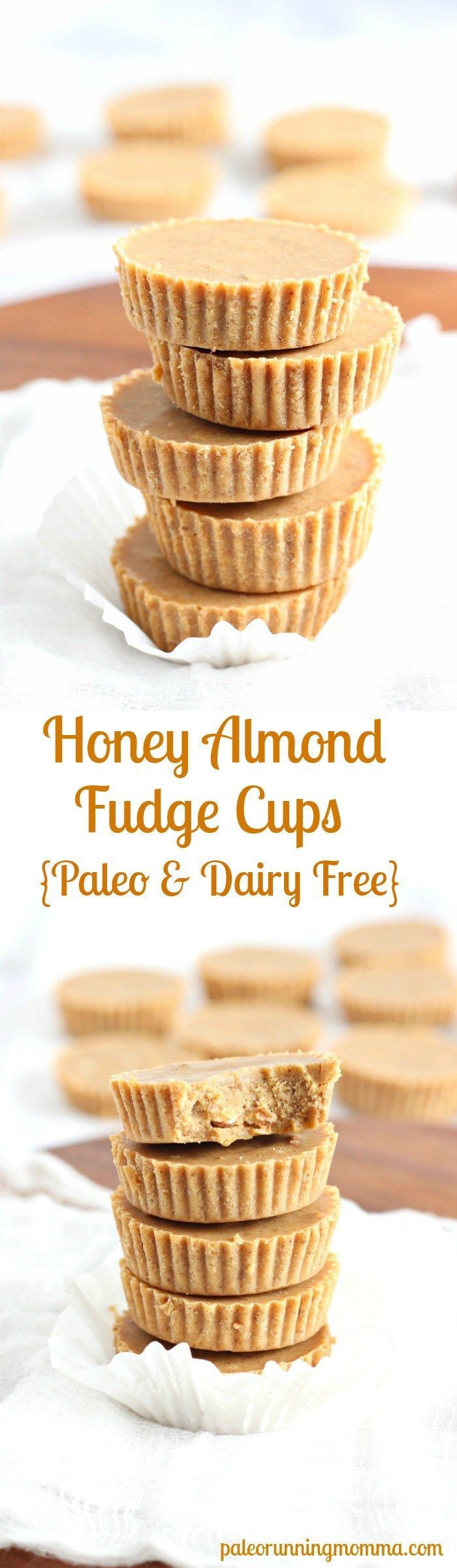 Healthy and super easy 5 ingredient, no cook Honey Almond Fudge Cups! Gluten free, Paleo, dairy free,