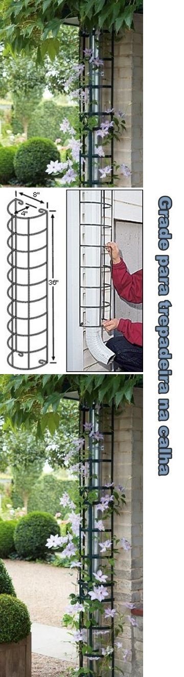 Hide the downspout with a trellis. Hide your rain spout by transforming into a decorative climbing sup