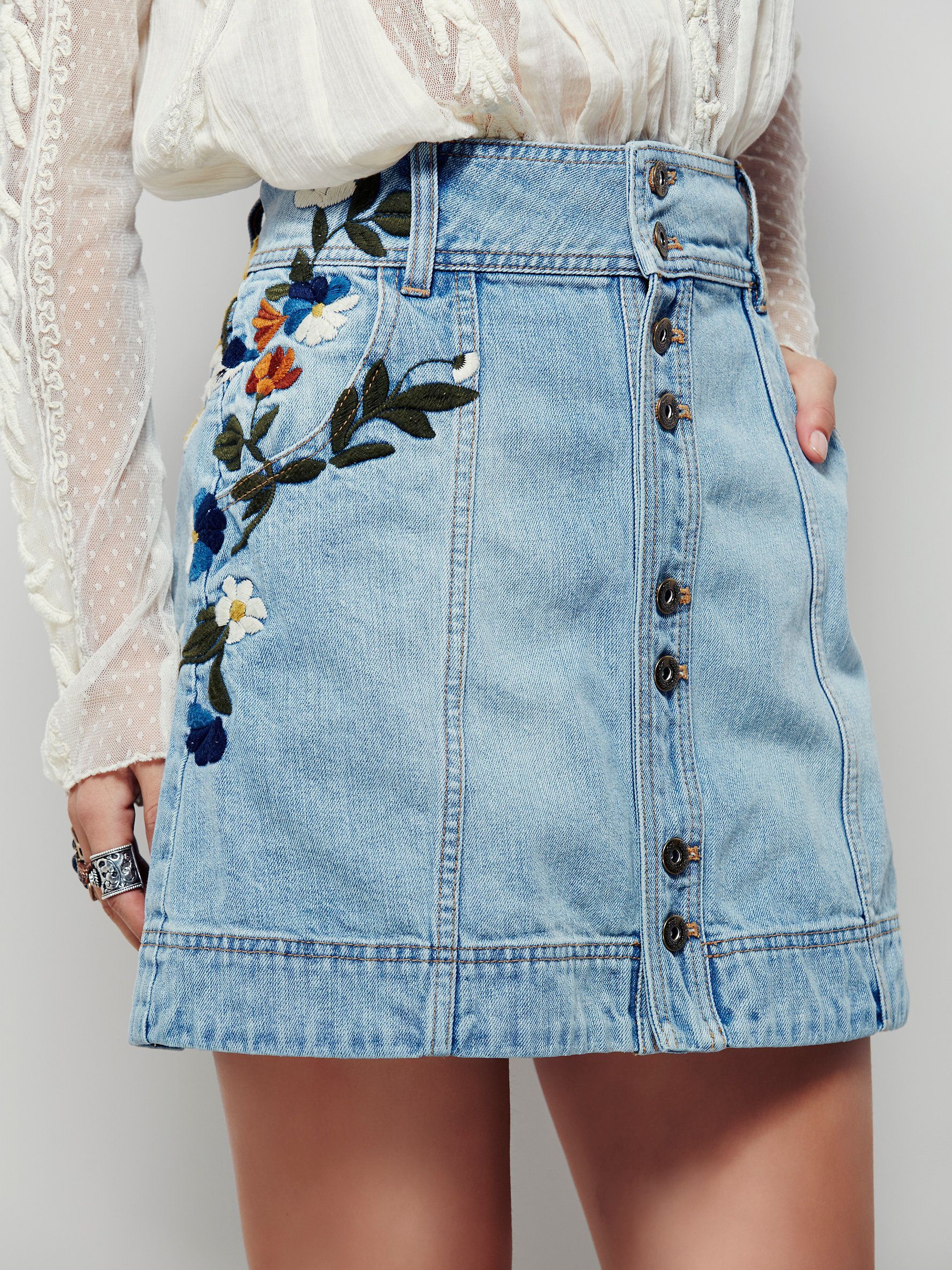 Jackson Embroidered Denim Skirt | This vintage-inspired denim mini skirt will have you dreaming of day