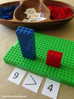 Lego comparisons and equivalency! This is such a great manipulative for teacher greater than, less tha