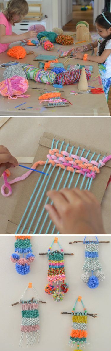 Manalidades recicadas para niños. Telar de cartón   –   Recycled crafts for children. Cardboard loom