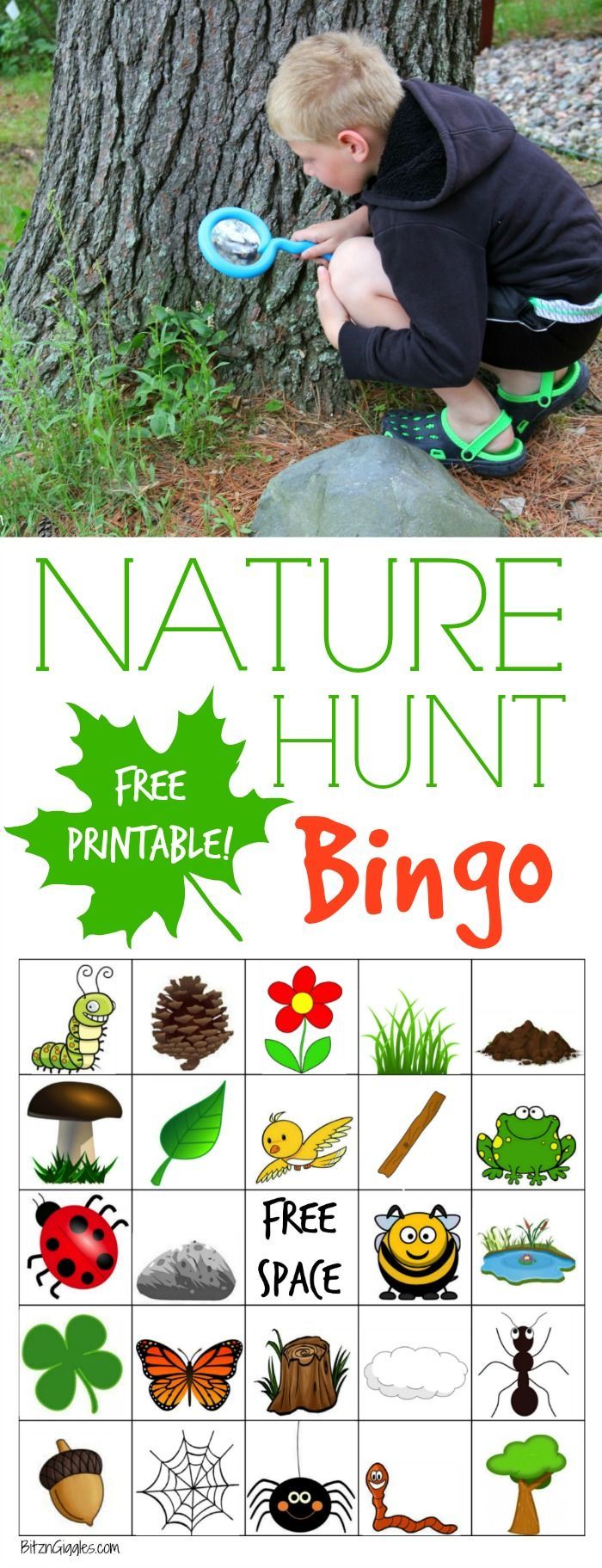 Nature Hunt Bingo – A super fun outdoor game for kids that encourages exploration of the world around