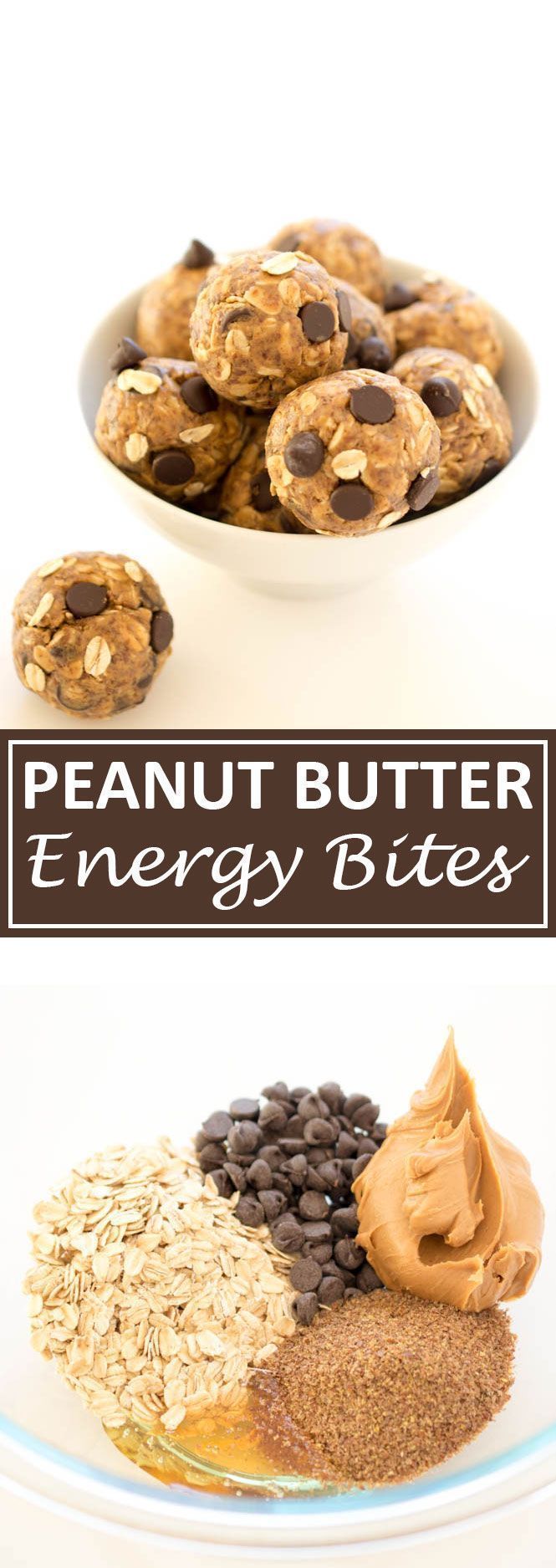 No Bake 5 Ingredient Peanut Butter Energy Bites. Loaded with old fashioned oats, peanut butter and fla