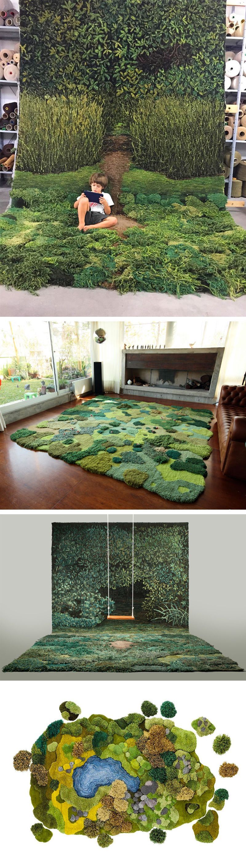 One-of-Kind Wool Rug Artworks by Alexandra Kehayoglou Mimic Rolling Pastures and Mossy Textures