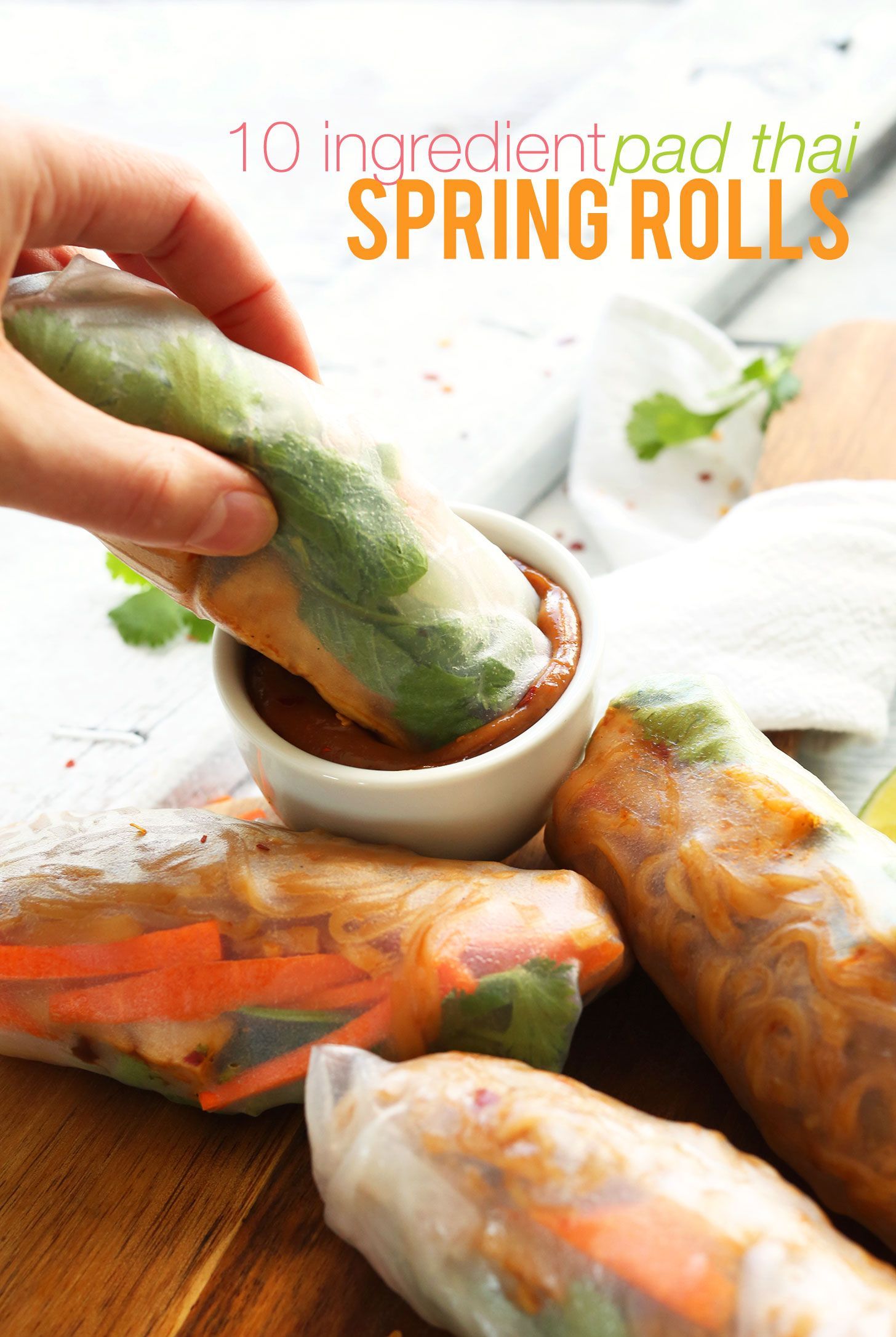 Pad Thai Spring Rolls | Minimalist Baker Recipes. 10 ingredients seems excessive, but Im sure a s
