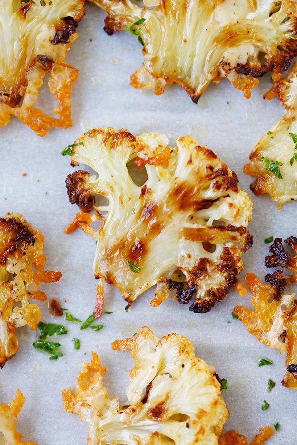Parmesan Roasted Cauliflower – the most delicious cauliflower ever, roasted  with butter, olive oil an