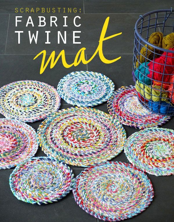 Scrap Fabric Twine Mat Tutorial Upcycle