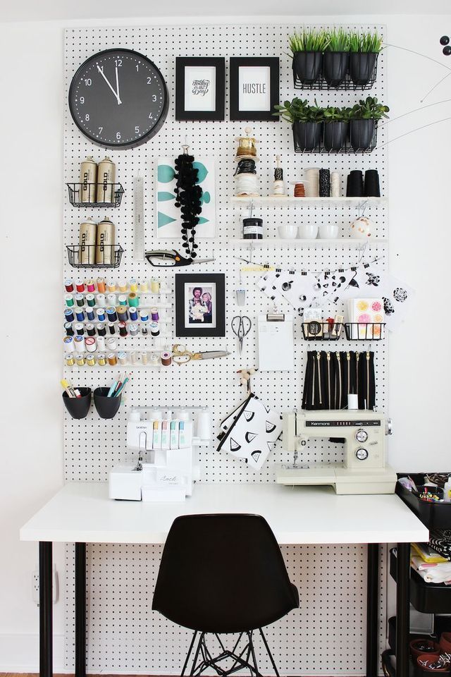Sewing Spaces. I would convert this into a design office. Love the storage idea .