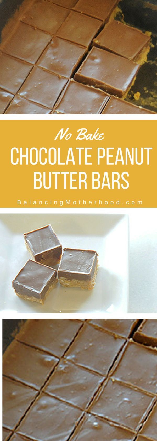 Simple no bake chocolate peanut butter squares.