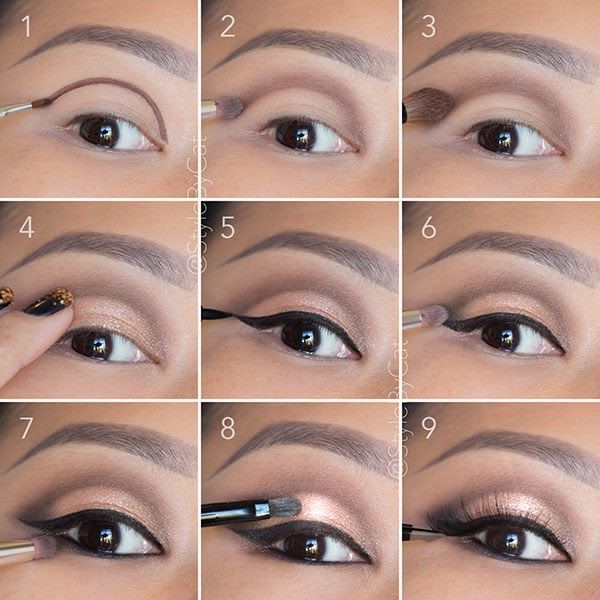 Soft, rose gold, smokey eye tutorial. Good for hooded eyelids or monolids on Asian eyes. Products and