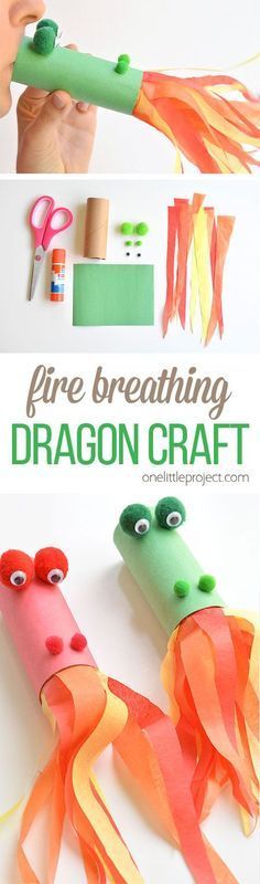 This fire breathing, toilet paper roll dragon is SO MUCH FUN! Blow into the end, and it looks like fla