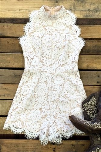 Three Times A Woman Lace Romper – Ivory & Black $42.88! #southernfriedchics