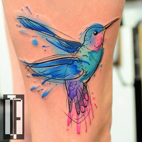Watercolor Hummingbird Tattoo Design by Hami Iffy-NÃ©gyÃ¶krÅ±