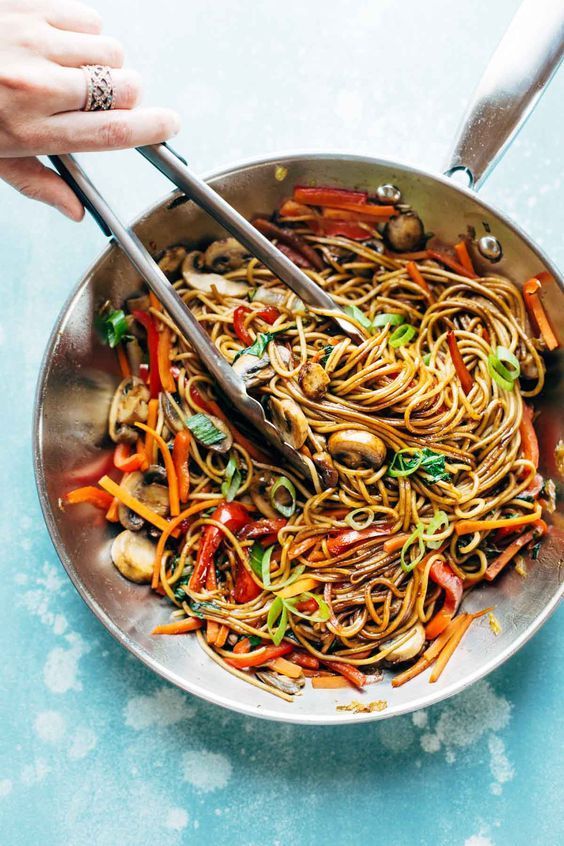 15 Minute Lo Mein! made with just soy sauce, sesame oil, a pinch of sugar, ramen noodles or spaghetti