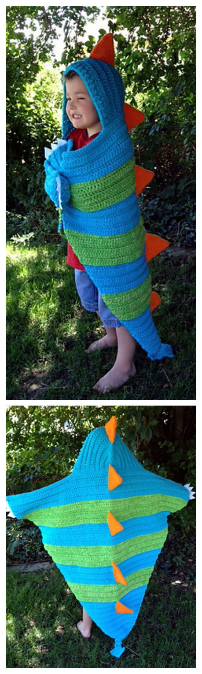 Absolutely Adorable Hooded Dragon Blanket Crochet Pattern –