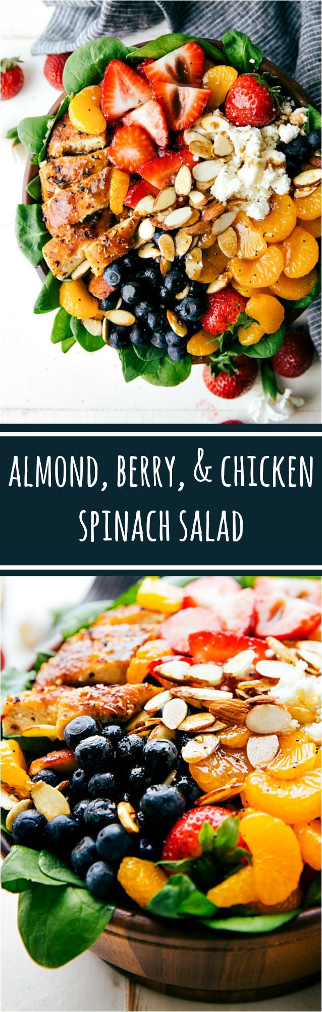 Almond, Berry, and Chicken Spinach Salad with a Delicious and Healthy Balsamic Dressing. Healthy and i