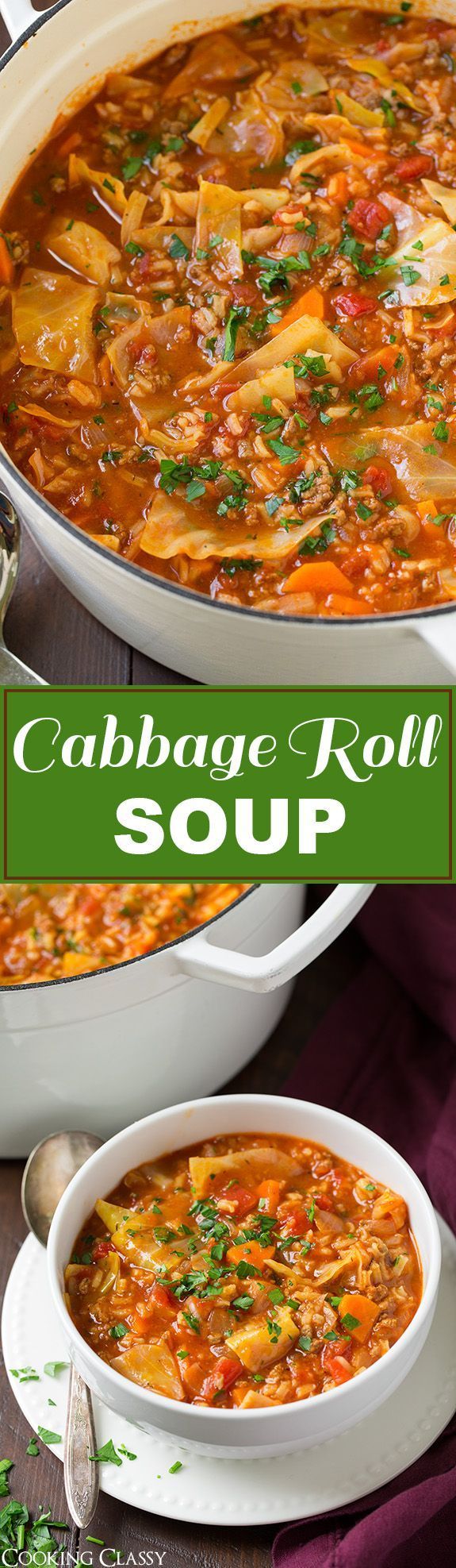 Cabbage Roll Soup – so much easier than stuffing cabbage rolls! This soup is so hearty and filling and