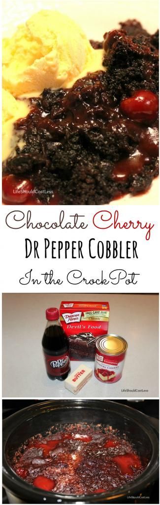 Chocolate Cherry Dr. Pepper Cobbler in the Crockpot. Youre just a couple of hours away from this