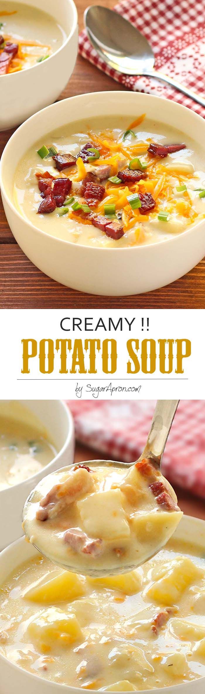 Creamy Potato Soup – The ultimate in comfort foods. Thick, rich, creamy potato soup thats ready i