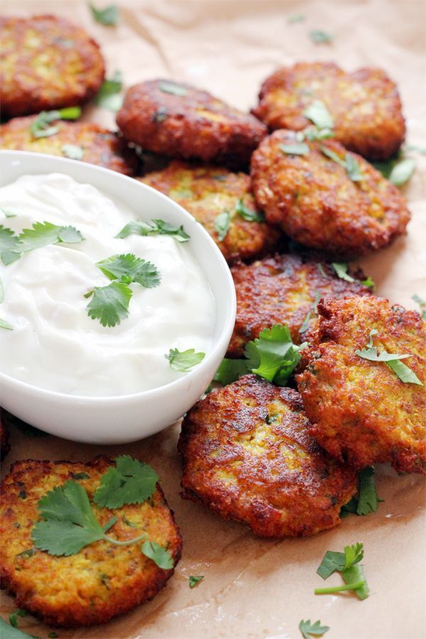 Curried Cauliflower Fritters. The perfect Indian-inspired healthy snack.