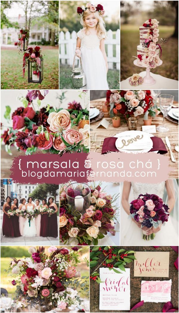Decoração de Casamento : Paleta de Cores Marsala e Rosa Chá | Wedding Decor Color Palette Marsala a