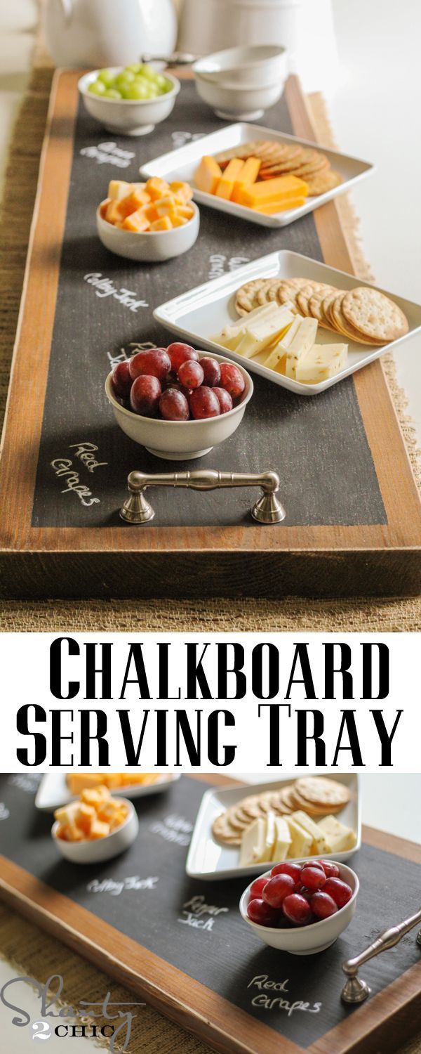 DIY Chalkboard Tray! Perfect for summer parties! So doing this!