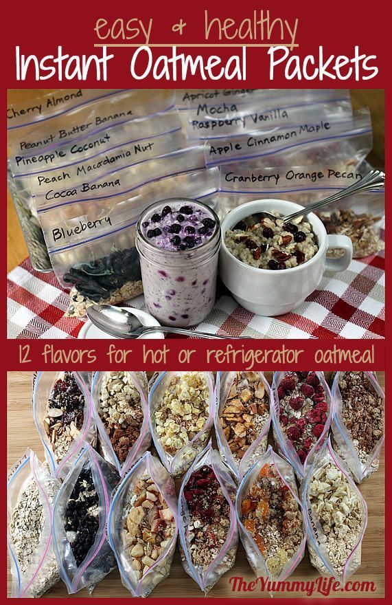 DIY Healthy Instant Oatmeal Packets to use for making hot or refrigerator oatmeal. So easy & convenien