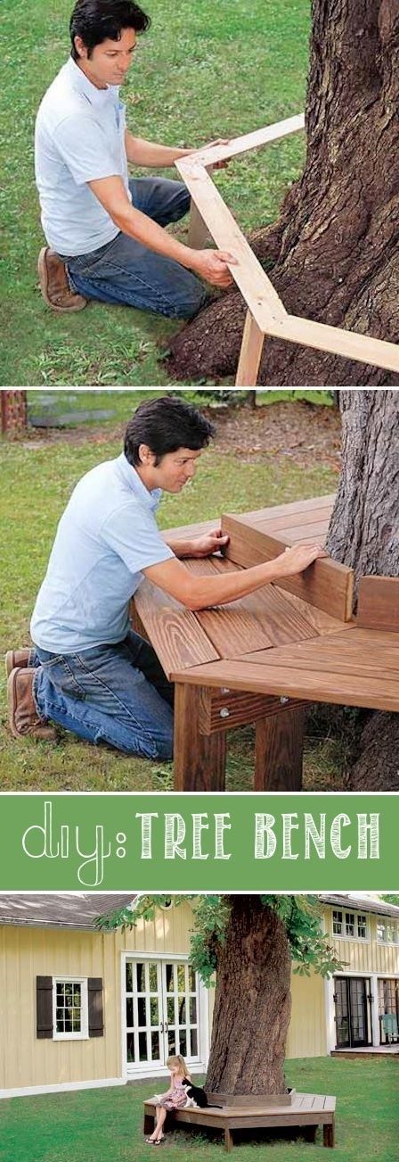 DIY tree bench. Add that perfect touch to your front yard.