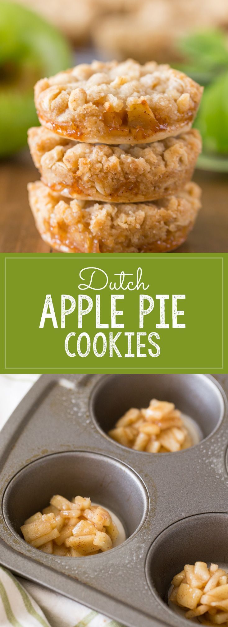 Dutch Apple Pie Cookies – The perfect little three bite dessert with a flakey pie crust, cinnamon appl