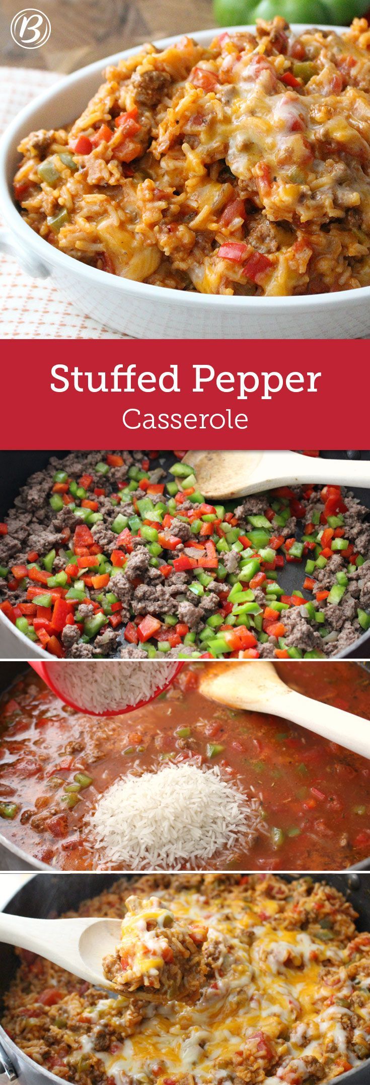 Enjoy all the comforting flavors of stuffed peppers without the fuss by making this easy beef and rice