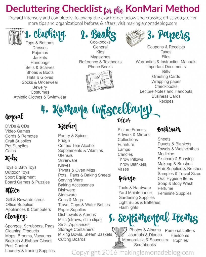 Excited to use this free printable decluttering checklist for the KonMari Method of discarding and org