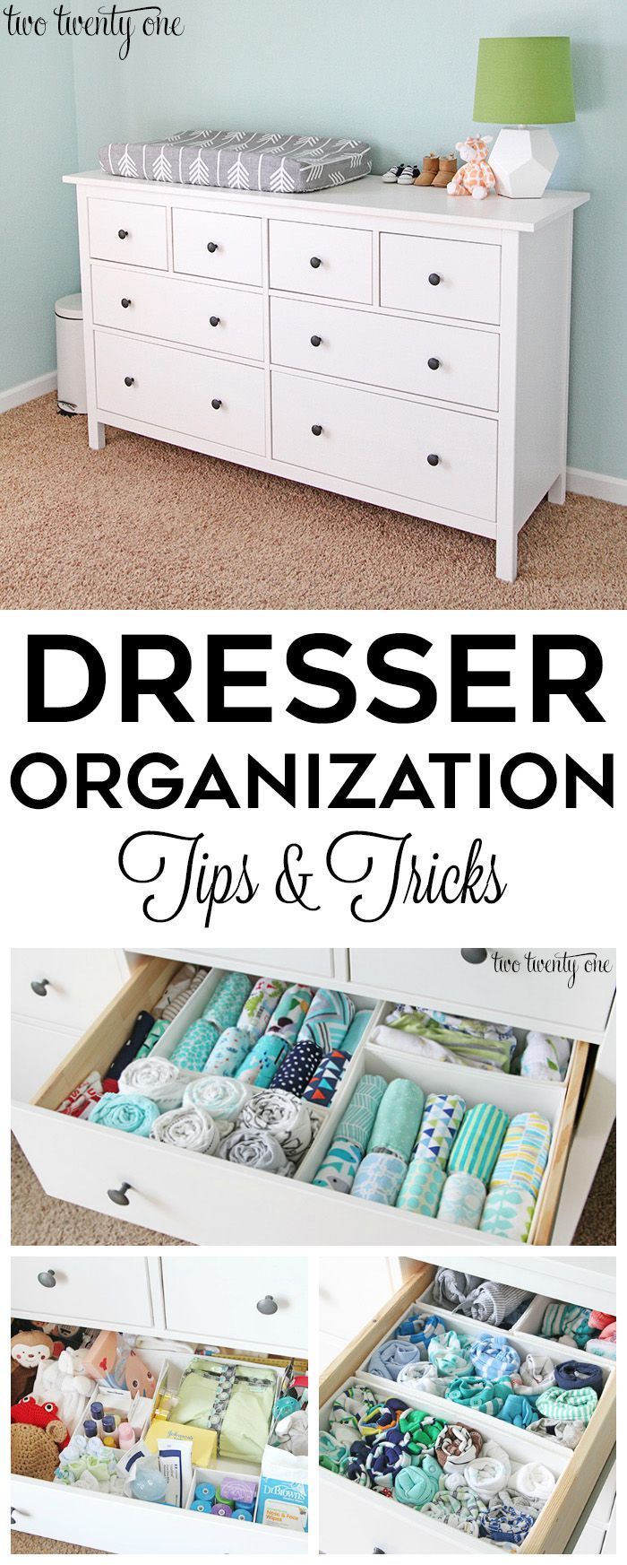 GREAT tips and tricks for an organized dresser, especially a nursery dresser!