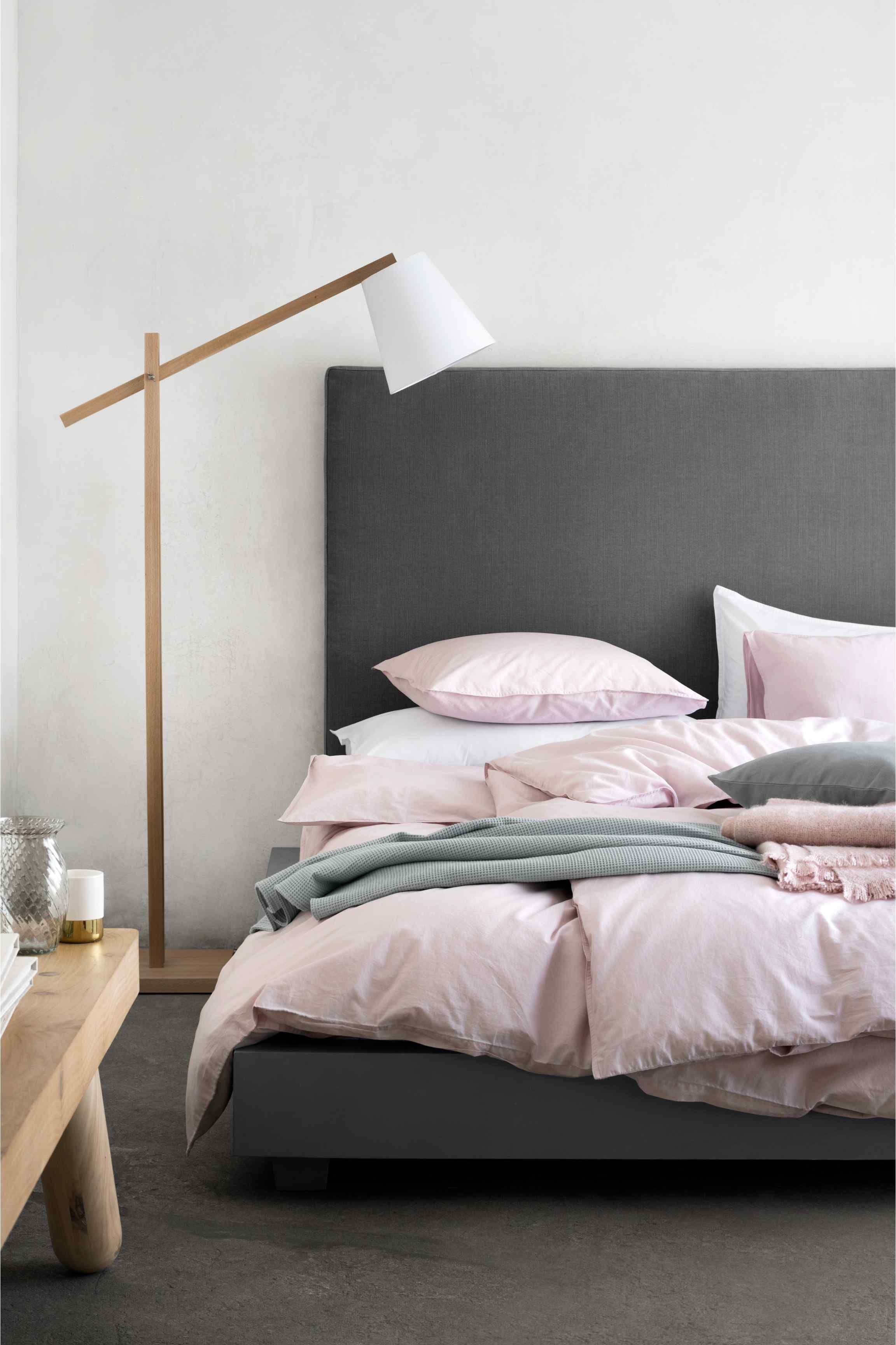Grey + Soft Pink Bedroom