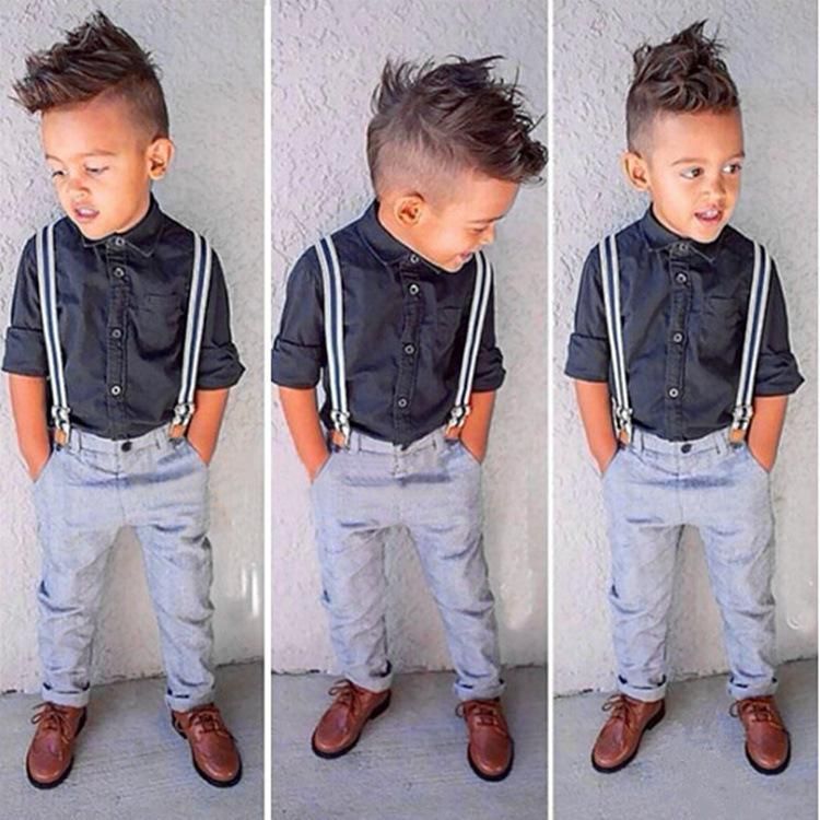New Gentleman Baby Boy T-shirt+Suspender Trousers Overall Suits for Little Boys Summer Clothing Sets C