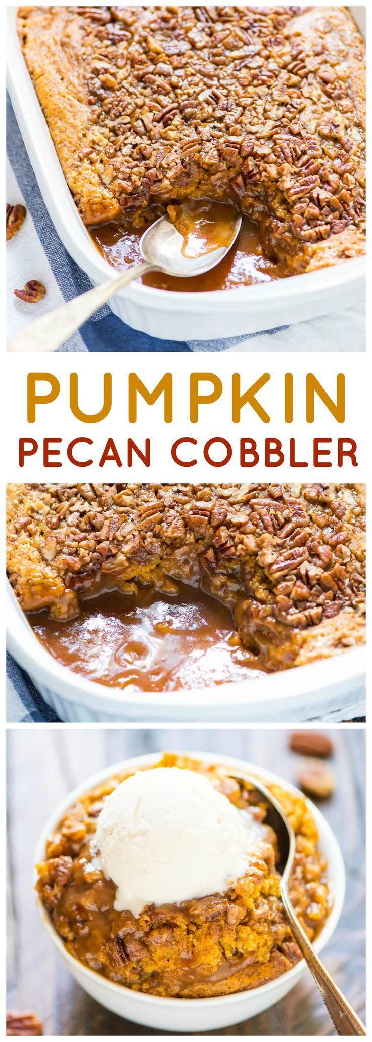 Pumpkin Pecan Cobbler. Make its own hot caramel sauce right in the pan! The…