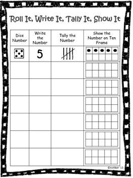 Roll, Write, Tally and Show can be used during center time or in small group. This activity helps stud