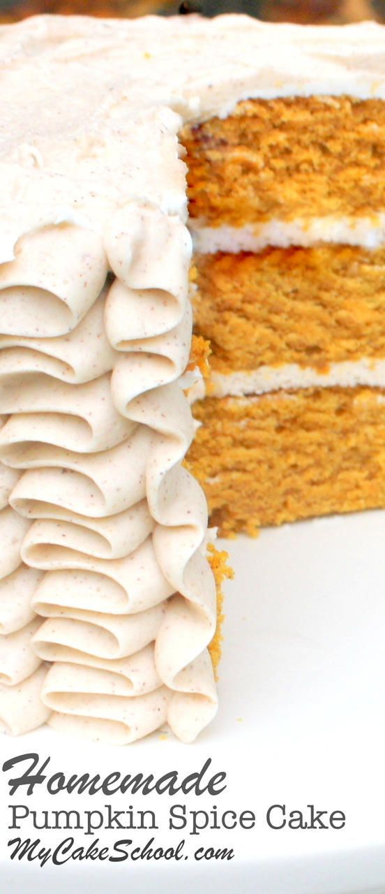 The most delicious homemade pumpkin spice cake from scratch! Recipe by MyCakeSchool.com.