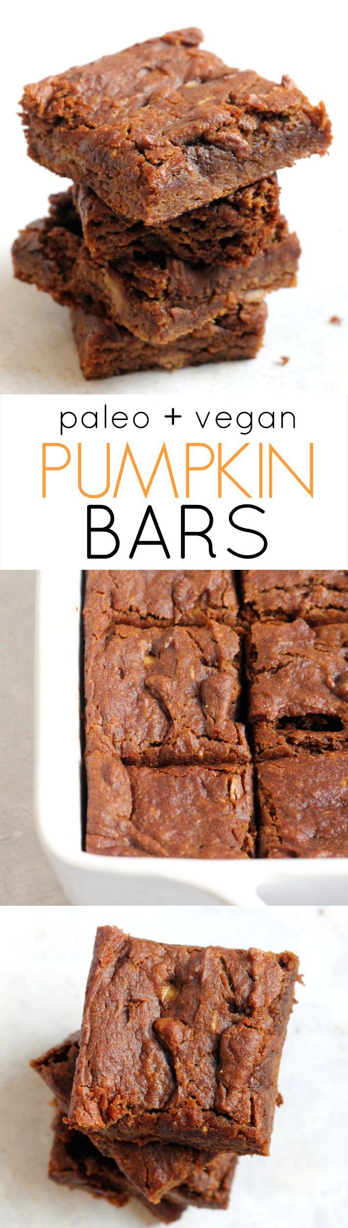 The Ultimate Pumpkin Bars—paleo, vegan, and free of oil, and refined sugar! These quick and easy bar