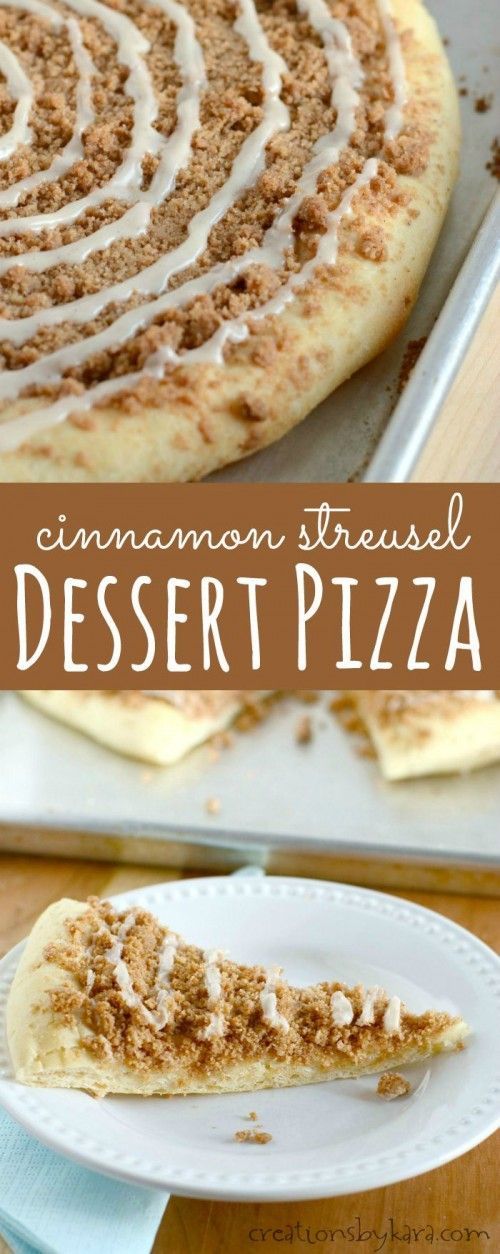 This Cinnamon Crumb Dessert Pizza recipe is inspired by the dessert pizza served at pizza restaurants.