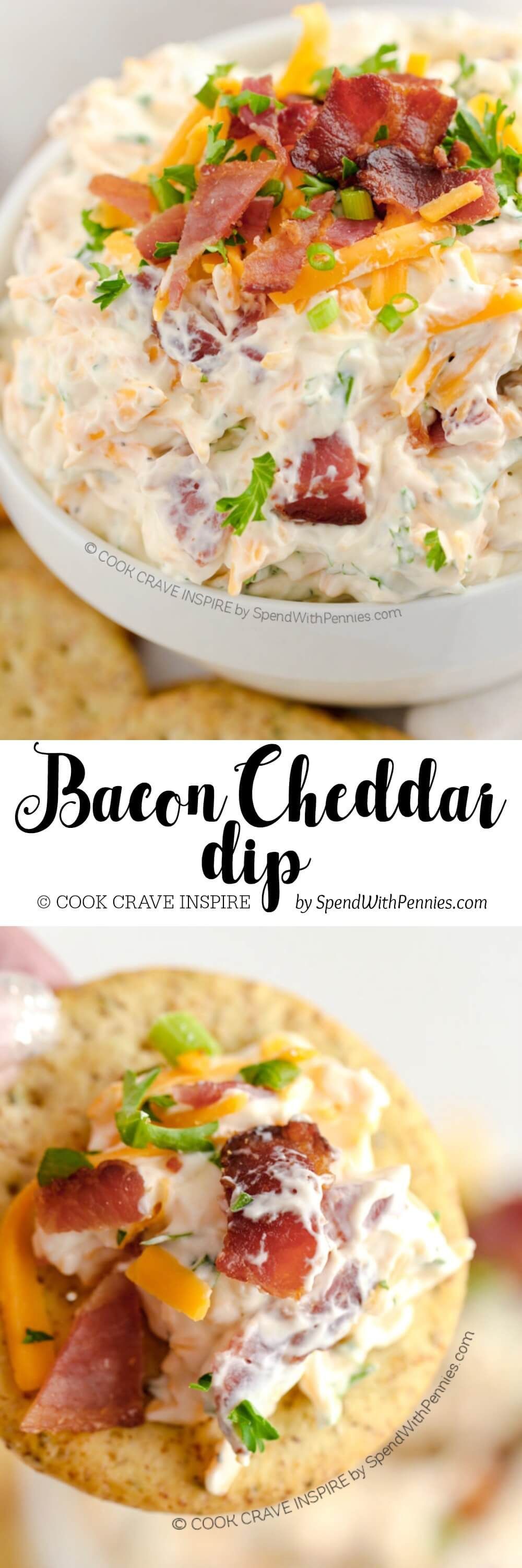 This delicious Bacon Cheddar Cheese dip takes just 5 minutes to make and is the hit of every party! Pe