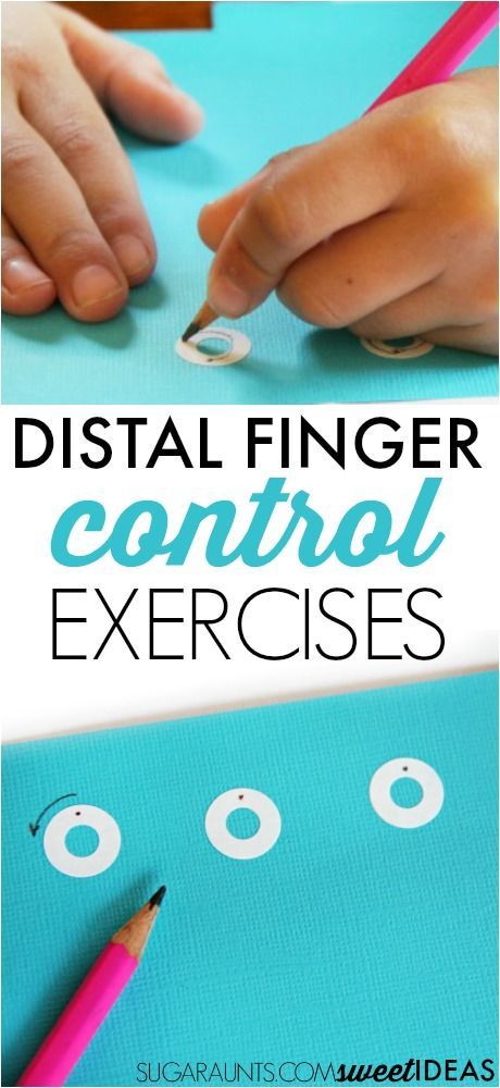 Try these distal finger control exercises using sticker reinforcement labels to de