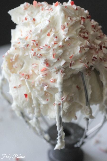 Use my Peppermint Candy Cane Crunch Buttercream Frosting for your favorite cupcakes, cakes and cookies