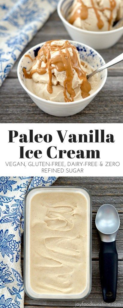 Vegan & Paleo Vanilla Ice Cream Recipe! Made with only 5 ingredients! Gluten, dairy & refined