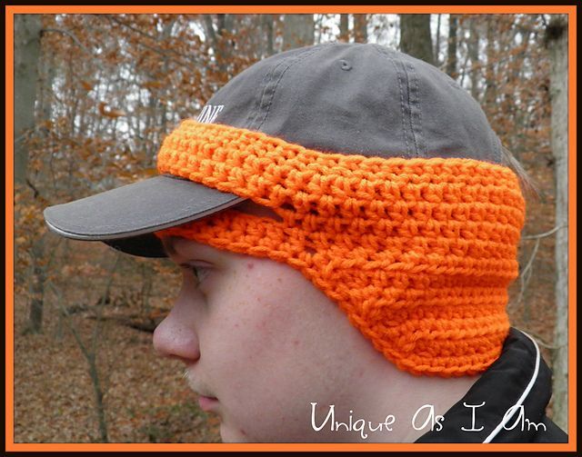 Wow what a great idea for that hunter or fisherman in your family! Crochet pattern ear warmer for base