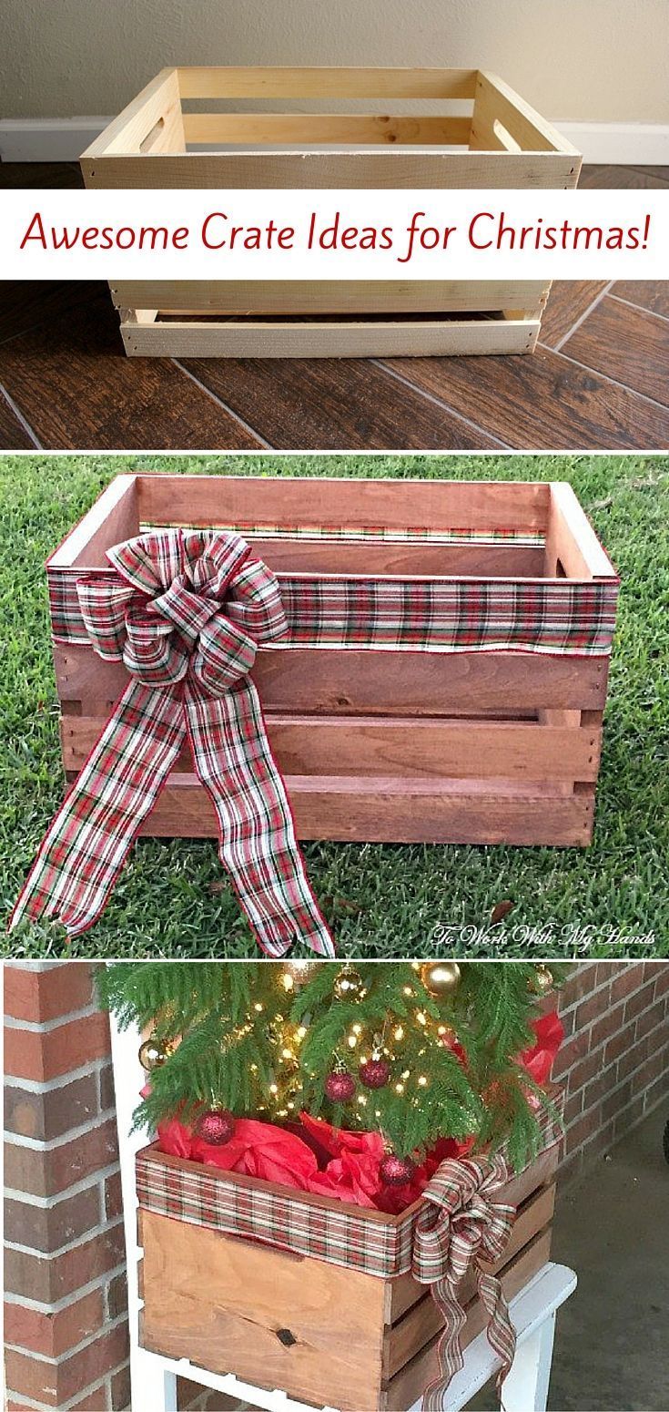 9 gorgeous ways to use a plain wooden crate for Christmas decorating.