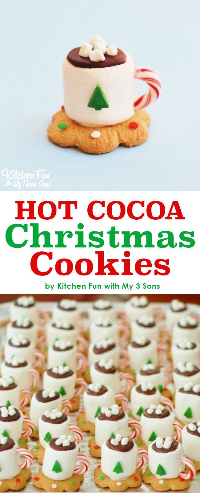 Adorable Hot Cocoa Christmas Cookies made with marshmallows. Looks just like a tin
