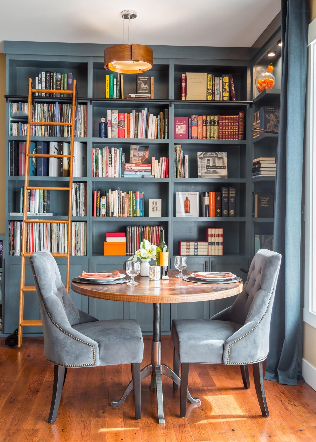 Beautiful Blue Home Library Nook Was Once a Disused Corner | Harmony Weihs | HGTV
